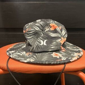 Hurley Black Bucket Hat with Floral Pattern